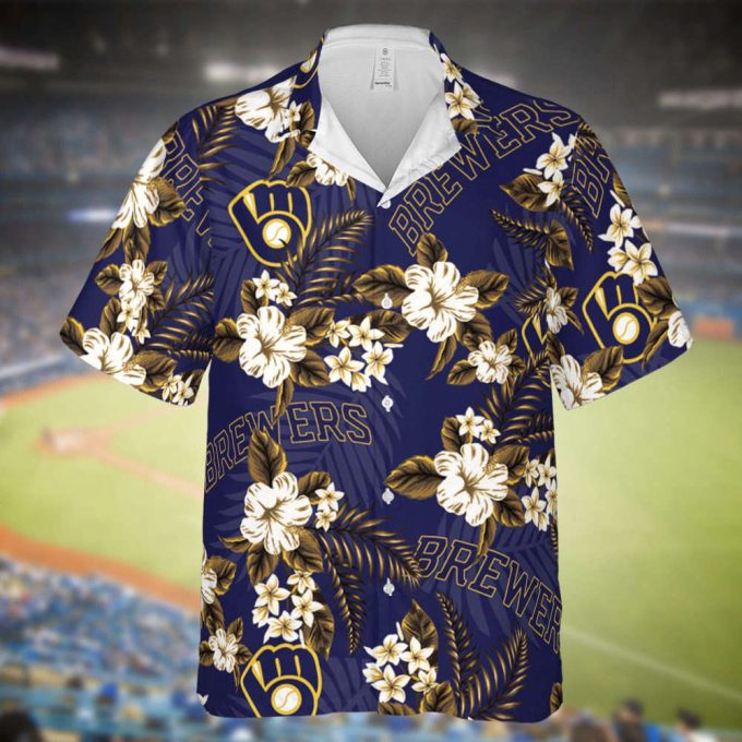 Brewers Baseball Hawaiian Flowers Pattern, Milwaukee Baseball Hawaiian Shirt For Men Women Kids 2