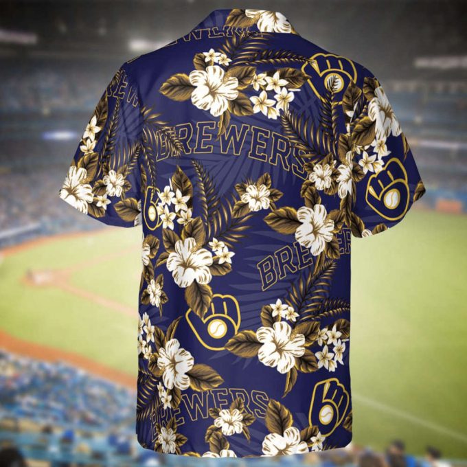 Brewers Baseball Hawaiian Flowers Pattern, Milwaukee Baseball Hawaiian Shirt For Men Women Kids 3