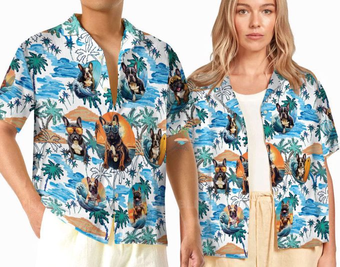 Bulldog With Glasses Hawaiian Shirt, French Bulldog Surfing Hawaii Shirt 2