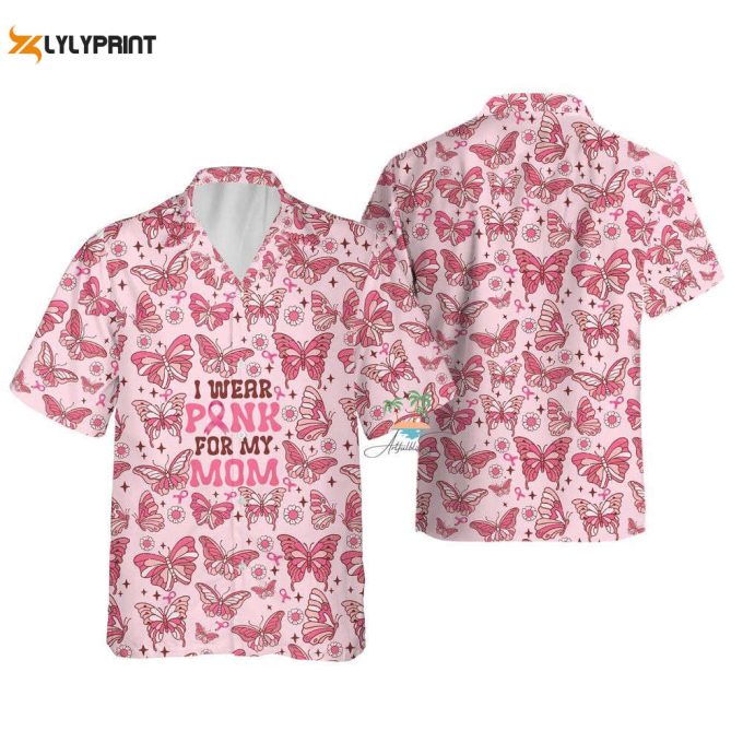 Butterfly Breast Cancer Hawaiian Shirt, Pink Ribbon Breast Cancer Shirt 1