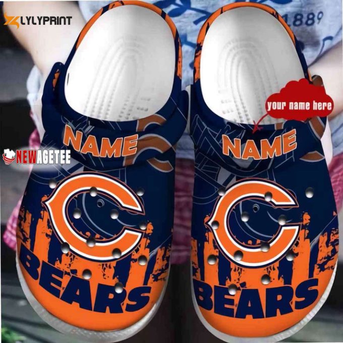 Chicago Bears American Flag Breaking Wall Crocs Customized Clogs 1