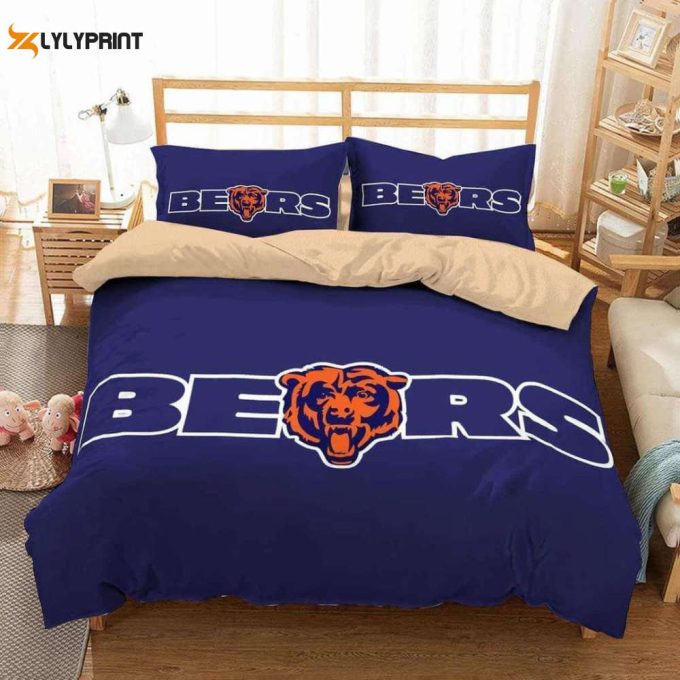Chicago Bears Iconic Duvet Cover Bedding Set Gift For Fans 1