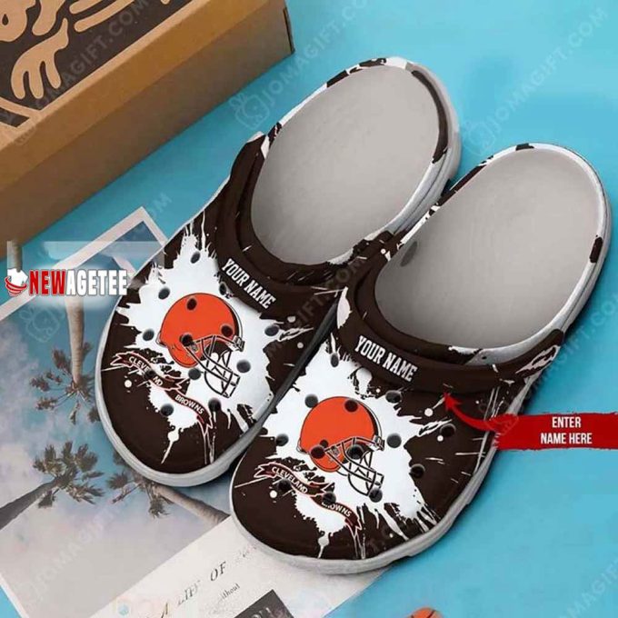 Cleveland Browns American Flag Breaking Wall Crocs Customized Clogs 2
