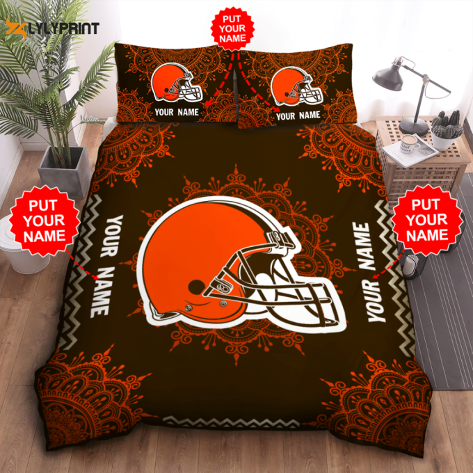 Cleveland Browns Duvet Cover Bedding Set - Official Nfl Merchandise For Browns Fans 1