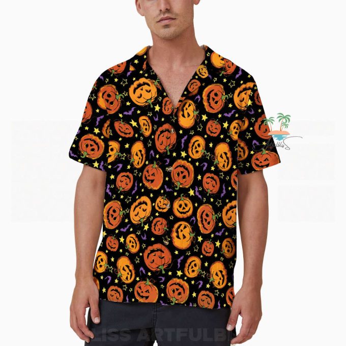 Creepy Cute Pumpkin Halloween Hawaiian Shirt, Trick Or Treat Shirt, Button Up Shirt, Spooky Season Hawaii Shirt 4