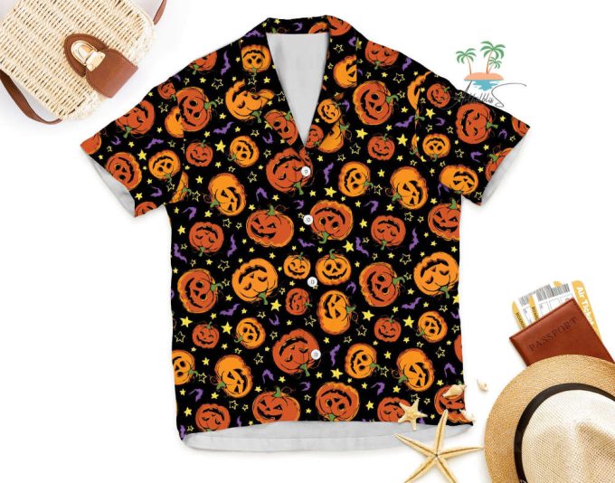 Creepy Cute Pumpkin Halloween Hawaiian Shirt, Trick Or Treat Shirt, Button Up Shirt, Spooky Season Hawaii Shirt 6