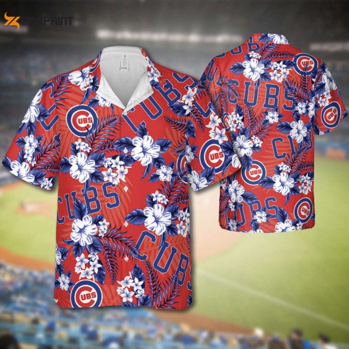 Cubs Baseball Hawaiian Flowers Pattern, Chicago Baseball Hawaiian Shirt For Men Women Kids 1