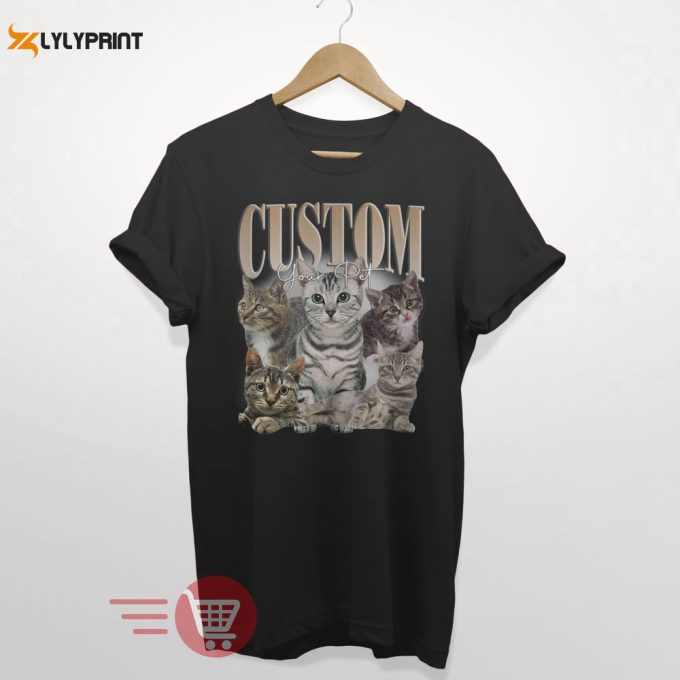 Custom Cat Lover Tee: Personalized Memorial Shirt With Your Own Photo Changeable Design 1