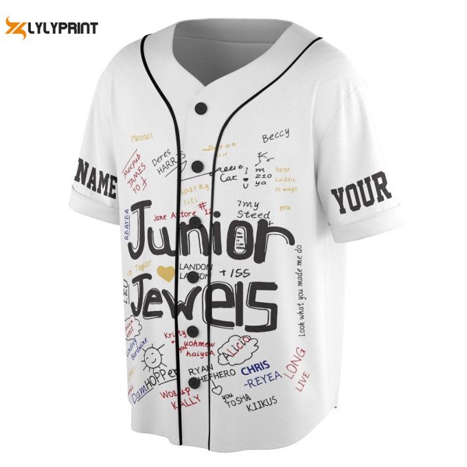 Custom Name And Number Junior Jewels Music Baseball Jersey, You Belong With Me Merch 2