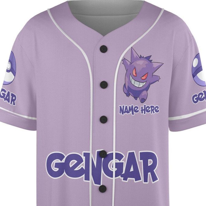 Custom Name Gengar Unisex Baseball Jersey 6