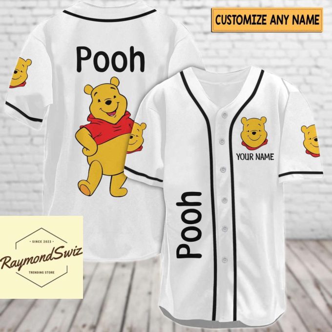 Custom Pooh Jersey Shirt, Pooh Baseball Shirt, Pooh Bear Jersey 3