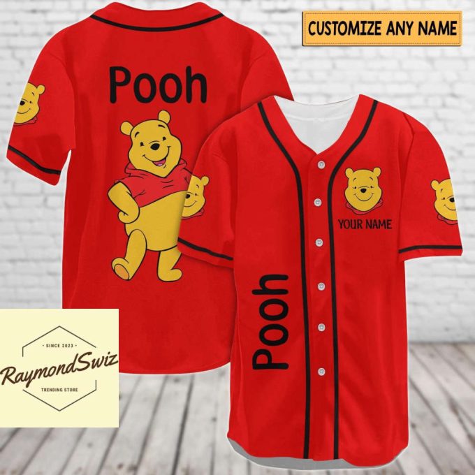 Custom Pooh Jersey Shirt, Pooh Baseball Shirt, Pooh Bear Jersey 4
