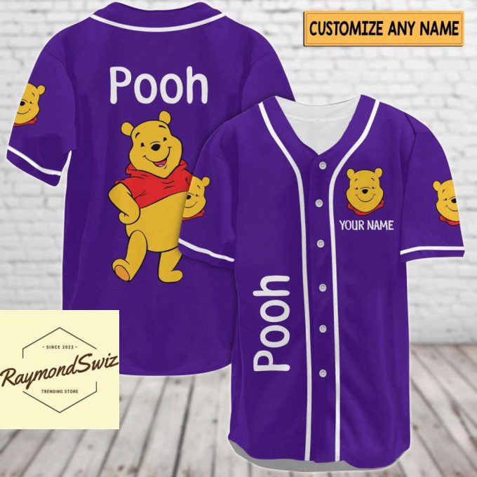 Custom Pooh Jersey Shirt, Pooh Baseball Shirt, Pooh Bear Jersey 5