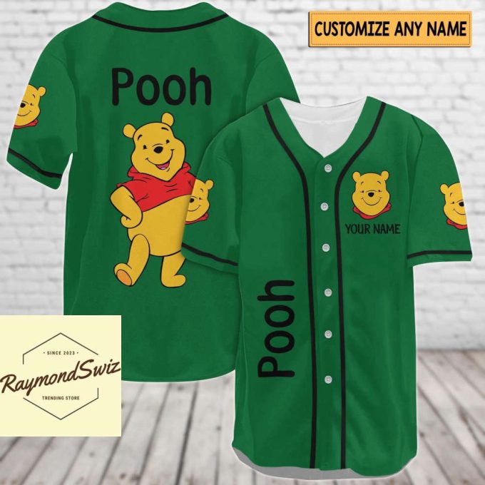 Custom Pooh Jersey Shirt, Pooh Baseball Shirt, Pooh Bear Jersey 6