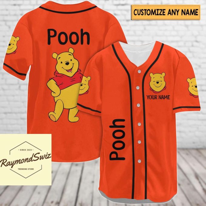 Custom Pooh Jersey Shirt, Pooh Baseball Shirt, Pooh Bear Jersey 7