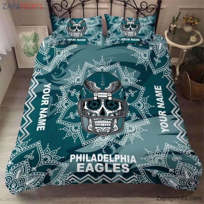 Philadelphia Eagles Skull Duvet Cover - Customizable Bedding Set Bd201 2