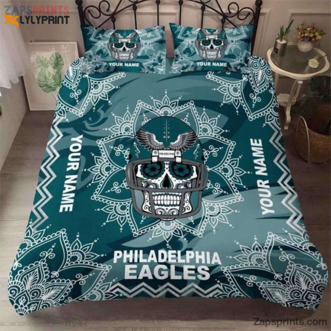 Philadelphia Eagles Skull Duvet Cover - Customizable Bedding Set Bd201 1