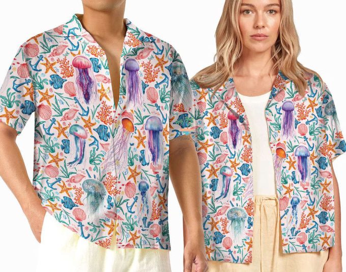 Cute Jellyfish Hawaiian Shirt, Marine Biologist Beach Hawaii Shirt 2