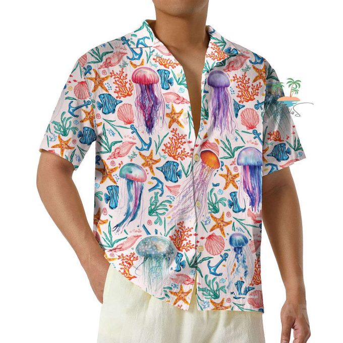 Cute Jellyfish Hawaiian Shirt, Marine Biologist Beach Hawaii Shirt 4