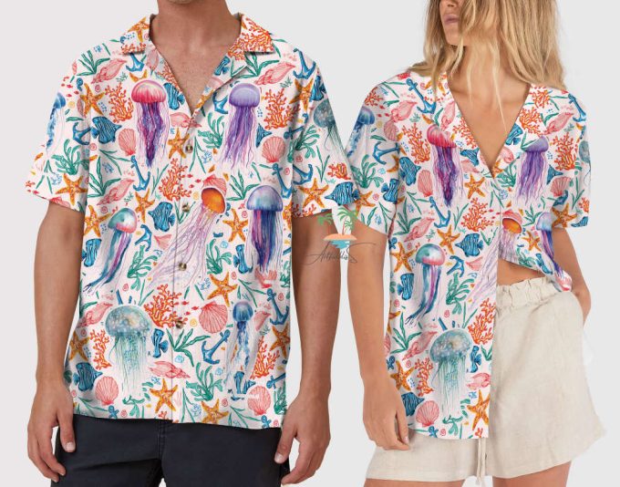 Cute Jellyfish Hawaiian Shirt, Marine Biologist Beach Hawaii Shirt 5