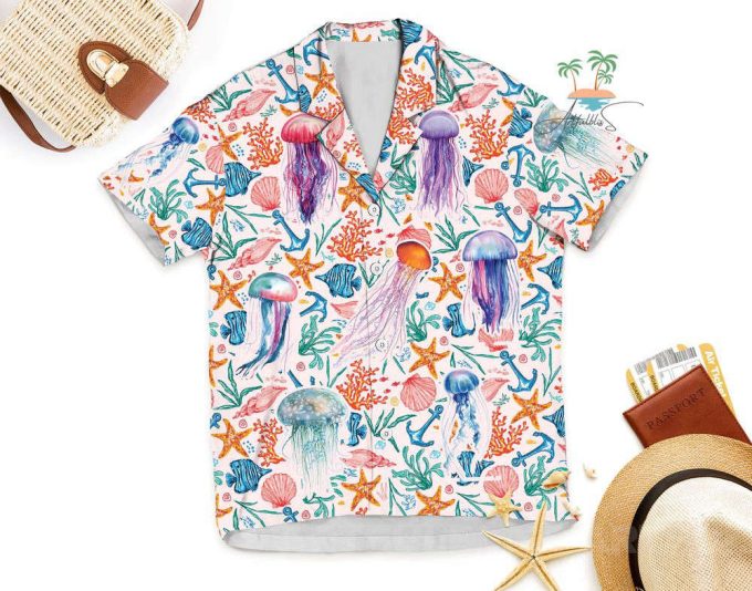 Cute Jellyfish Hawaiian Shirt, Marine Biologist Beach Hawaii Shirt 6