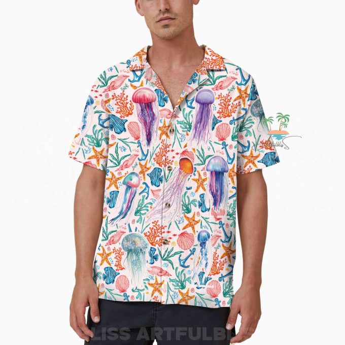 Cute Jellyfish Hawaiian Shirt, Marine Biologist Beach Hawaii Shirt 7