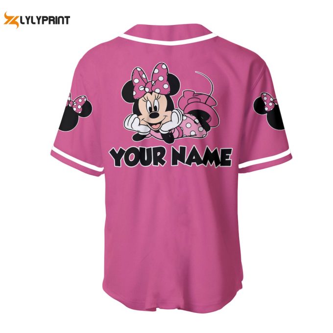 Cute Minnie Mouse Black Pink Disney Custom Baseball Jersey 1