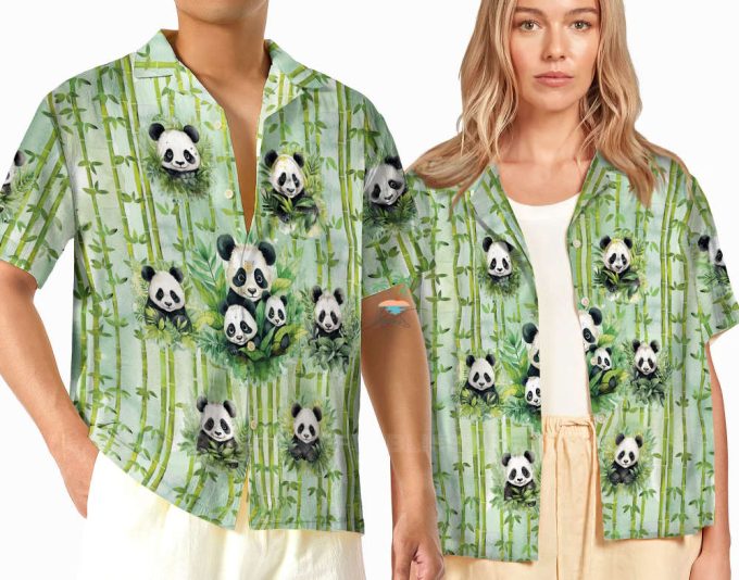 Cute Panda Tropical Hawaiian Shirt, Panda Bamboo Aloha Shirt 2