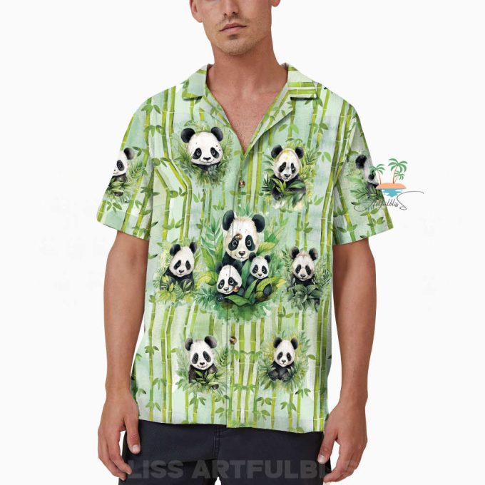 Cute Panda Tropical Hawaiian Shirt, Panda Bamboo Aloha Shirt 3