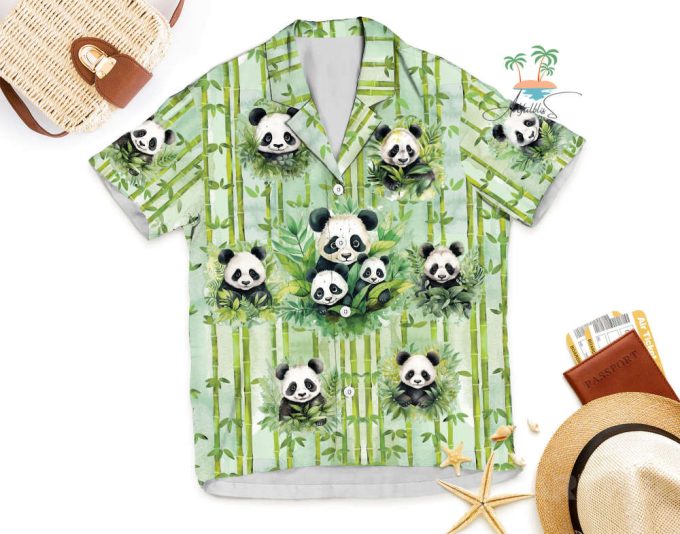 Cute Panda Tropical Hawaiian Shirt, Panda Bamboo Aloha Shirt 4