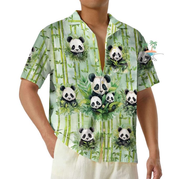 Cute Panda Tropical Hawaiian Shirt, Panda Bamboo Aloha Shirt 5