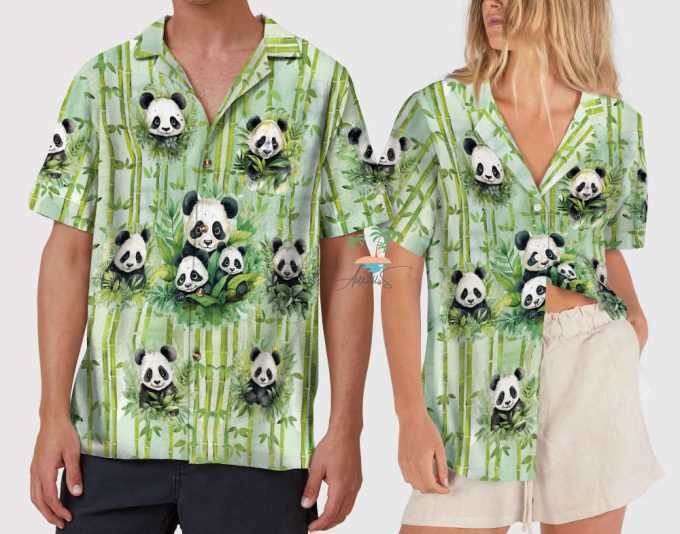 Cute Panda Tropical Hawaiian Shirt, Panda Bamboo Aloha Shirt 6