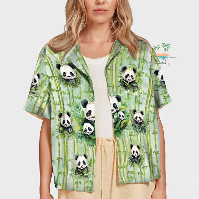 Cute Panda Tropical Hawaiian Shirt, Panda Bamboo Aloha Shirt 7