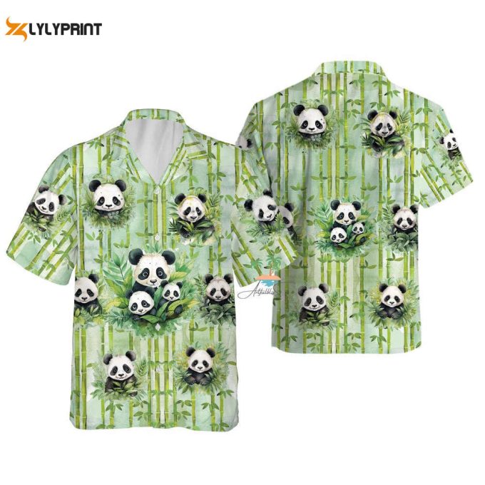 Cute Panda Tropical Hawaiian Shirt, Panda Bamboo Aloha Shirt 1