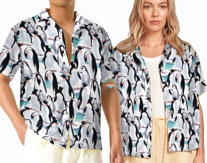 Cute Penguins Hawaiian Shirt, Ocean Animal Aloha Vacation Shirt 2