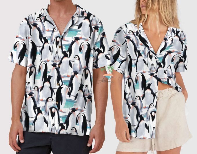 Cute Penguins Hawaiian Shirt, Ocean Animal Aloha Vacation Shirt 5