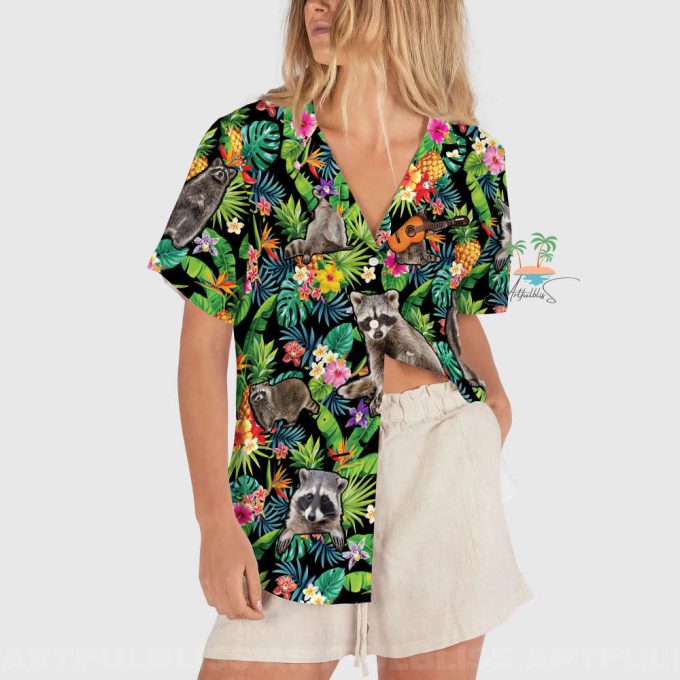 Cute Raccoon Jungle Hawaiian Shirt 3