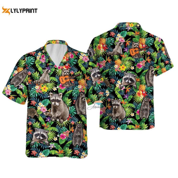 Cute Raccoon Jungle Hawaiian Shirt 1