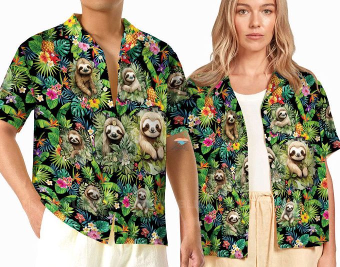 Cute Sloth Tropical Vacation Hawaiian Shirt 2