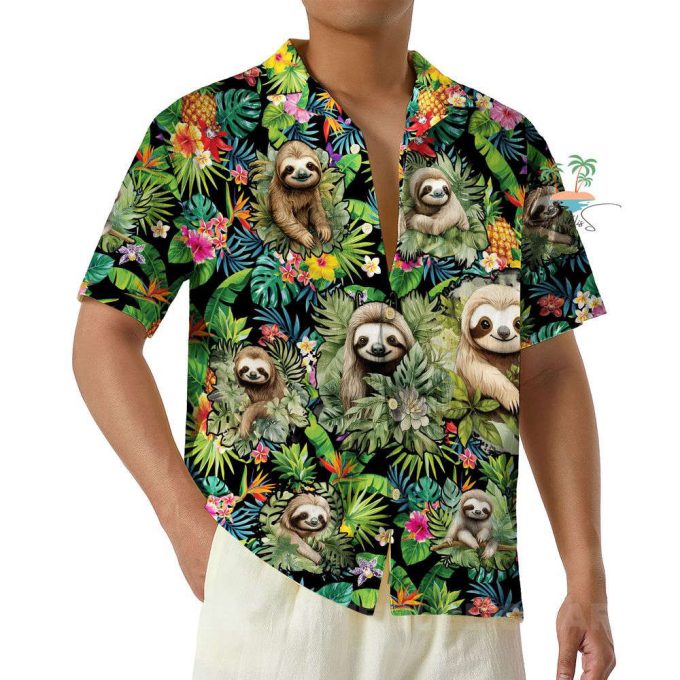 Cute Sloth Tropical Vacation Hawaiian Shirt 4