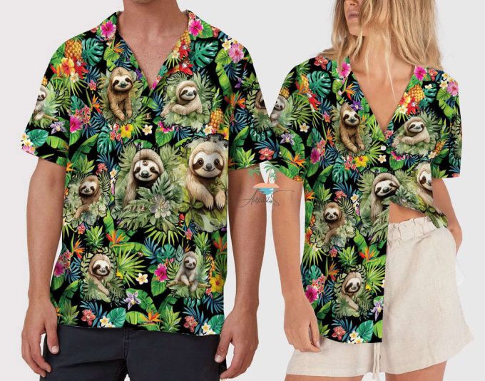 Cute Sloth Tropical Vacation Hawaiian Shirt 5