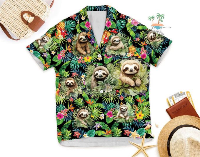 Cute Sloth Tropical Vacation Hawaiian Shirt 6