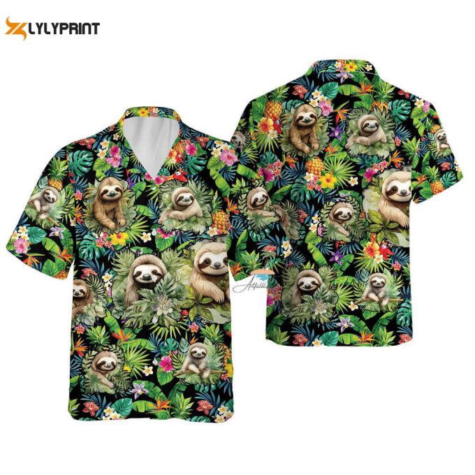 Cute Sloth Tropical Vacation Hawaiian Shirt 1