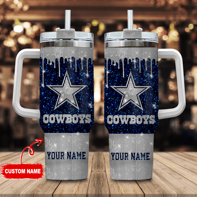 Dallas Cowboys Personalized Nfl Glitter And Diamonds Bling 40Oz Stanley Tumbler 2