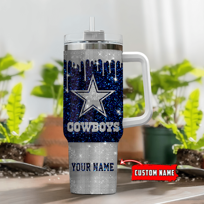 Dallas Cowboys Personalized Nfl Glitter And Diamonds Bling 40Oz Stanley Tumbler 3