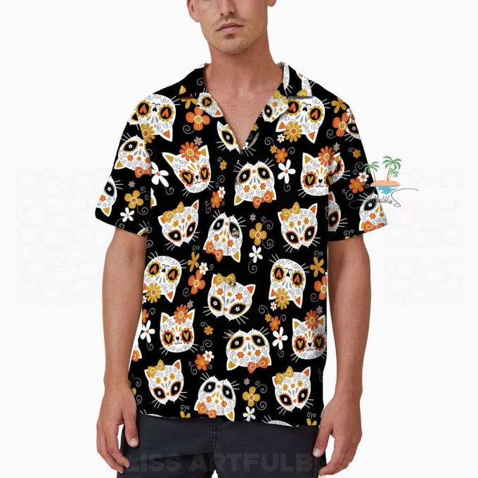 Day Of The Dead Cat Lover Halloween Hawaiian Shirt 4