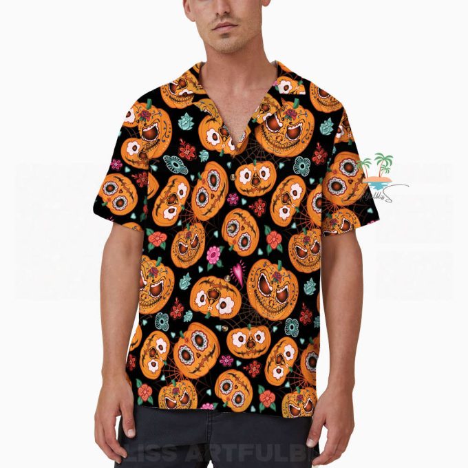 Day Of The Dead Pumpkin Halloween Hawaiian Shirt 4