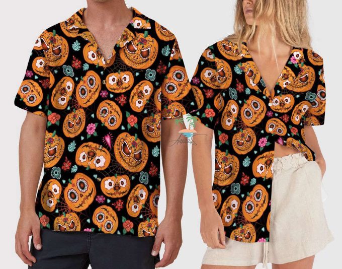 Day Of The Dead Pumpkin Halloween Hawaiian Shirt 5