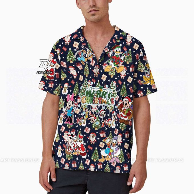 Disney Merry Christmas Hawaiian Shirt, Mickey Minnie Disneyland 4