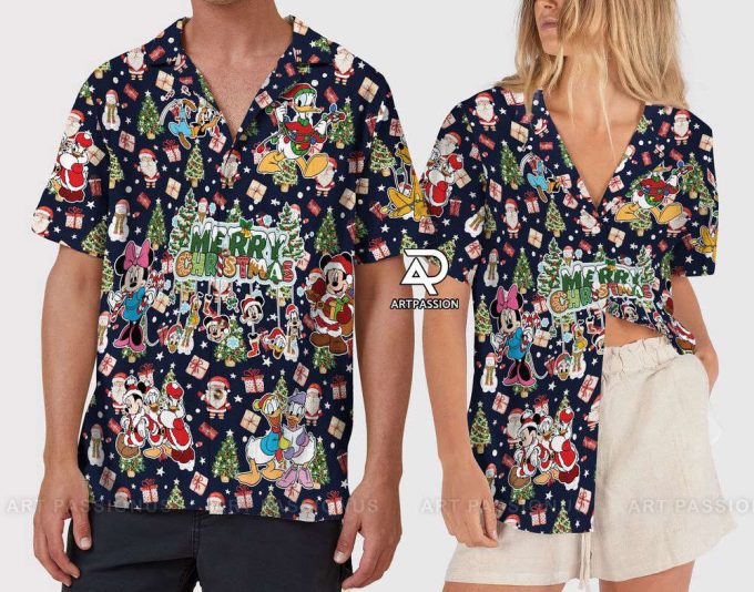 Disney Merry Christmas Hawaiian Shirt, Mickey Minnie Disneyland 5